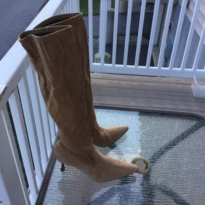 Authentic Manolo Blahnik suede stretch knee boots
